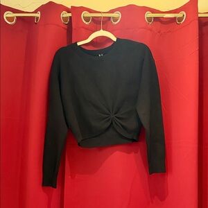 Anthropologie Black Twist-Front Crop Top